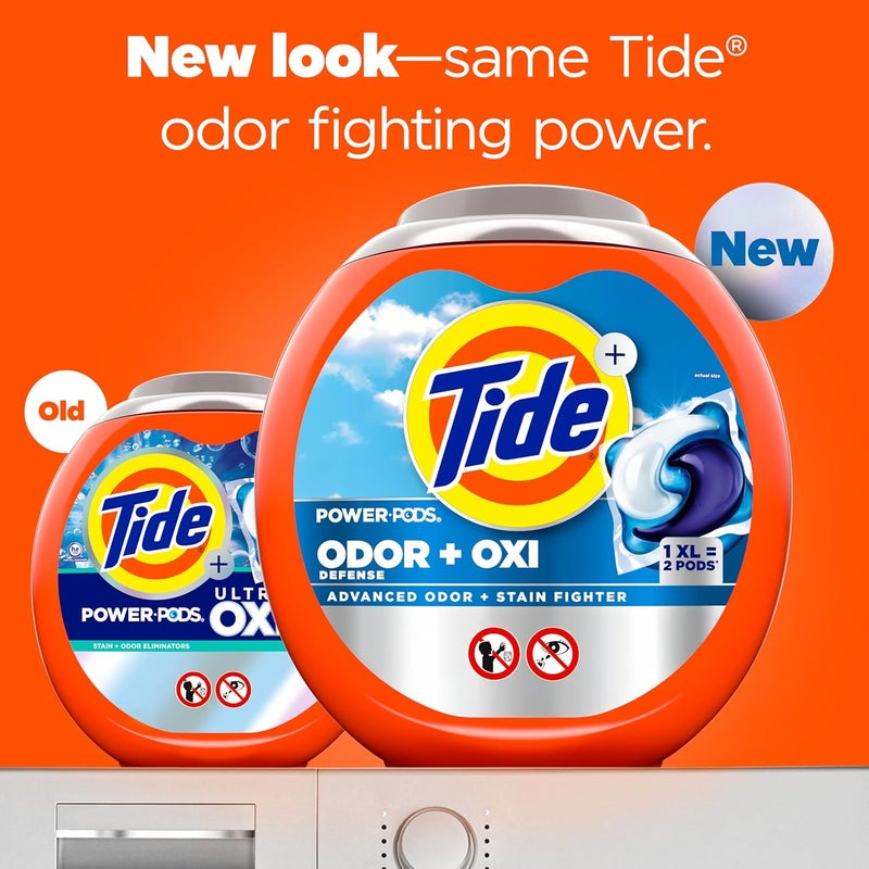 Tide دفاع ضد الروائح + أكسيد منظف الغسيل، رائحة أصلية، 57 قطعة، مقاتل متقدم ضد الروائح + البقع (عبوة من 2) - Image 2